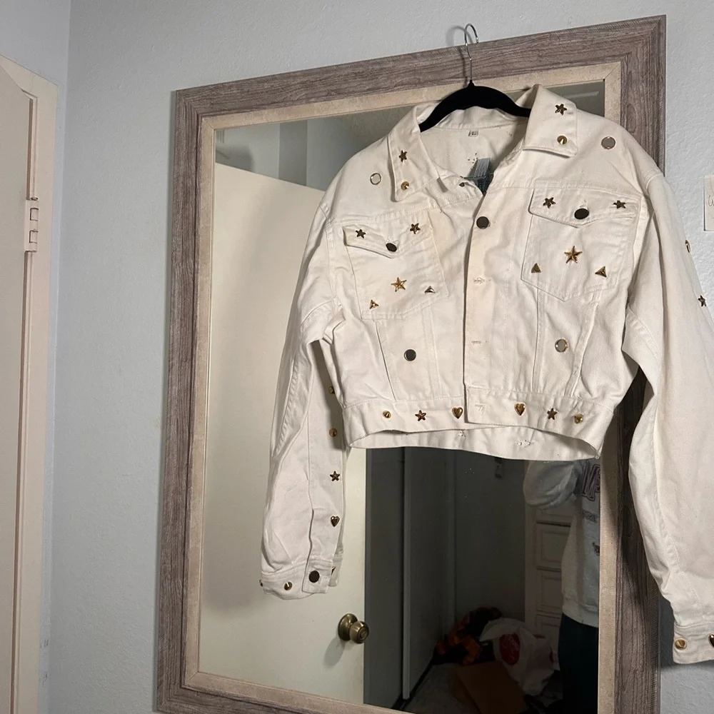 American Vintage White Star-Embellished Jean Jacket - Picture 1 of 2